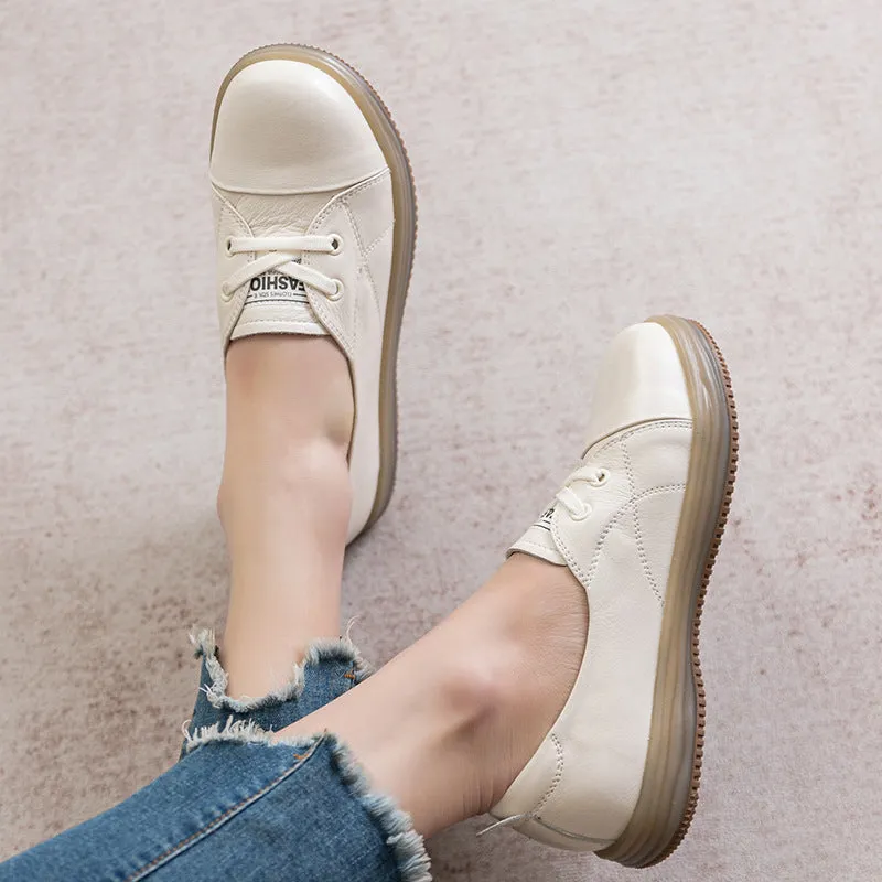 Spring and Autumn Women's Leather Pumps Foreign Style Casual All-match Flat Shoes