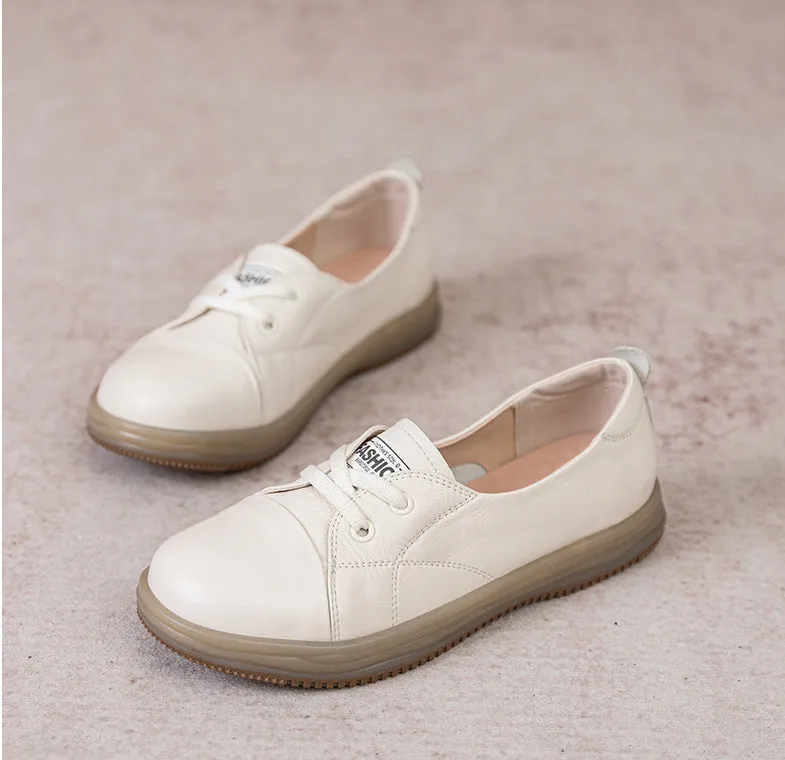 Spring and Autumn Women's Leather Pumps Foreign Style Casual All-match Flat Shoes