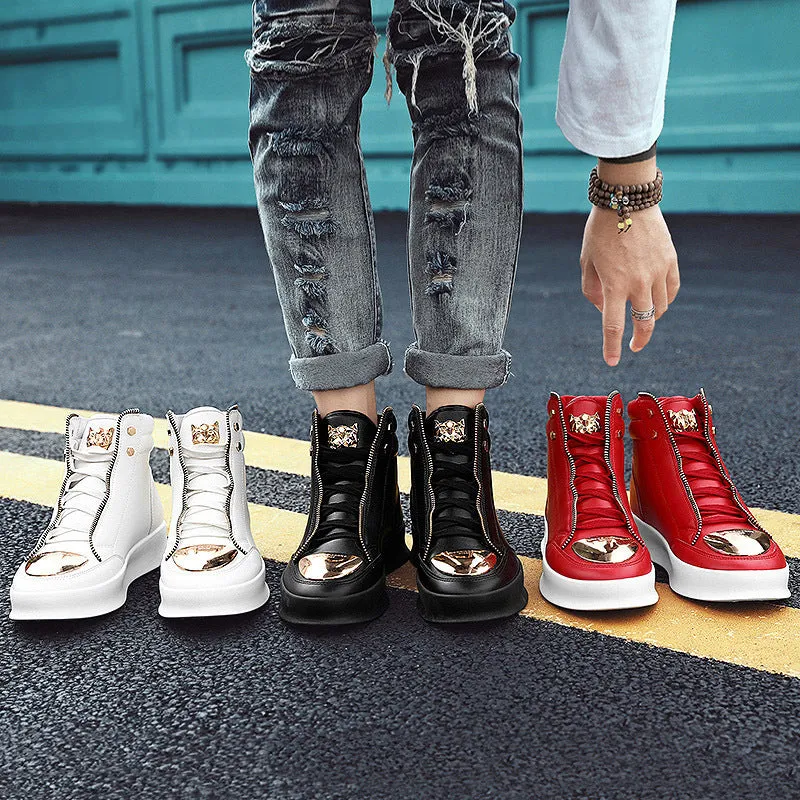Street Dance Metal Lace Up High Top Martin Boots for Men