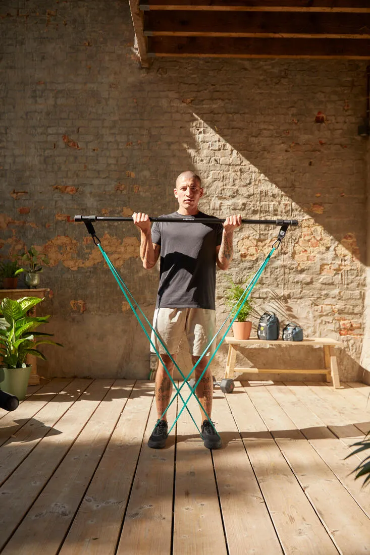 Strength Training Bar with Two 15 kg Bands