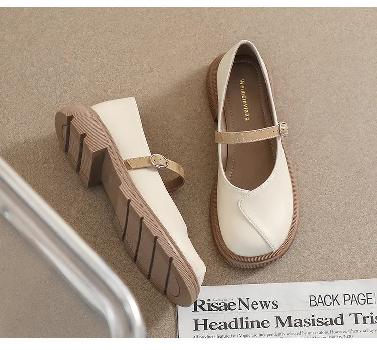 Thick Sole Mary Jane Shoes Soft Sole Thick Heel Women's Shoes
