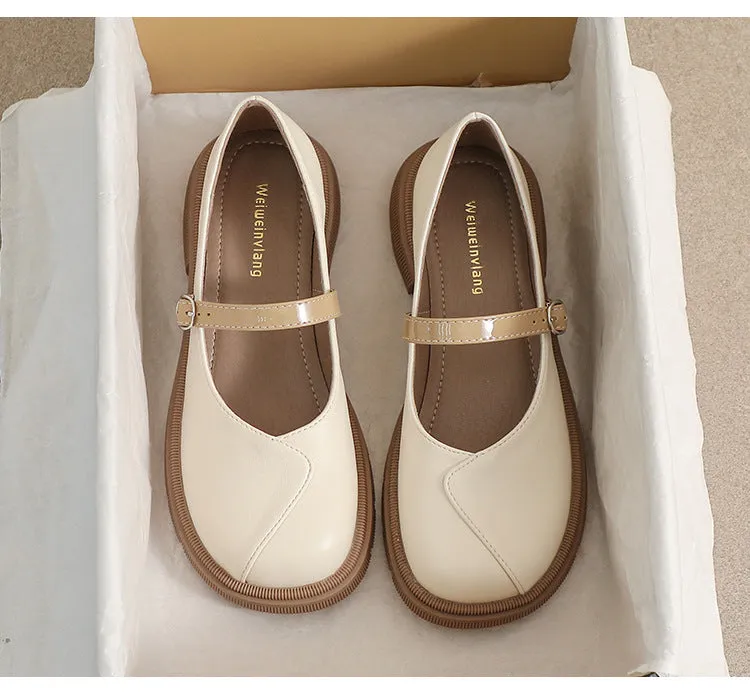 Thick Sole Mary Jane Shoes Soft Sole Thick Heel Women's Shoes