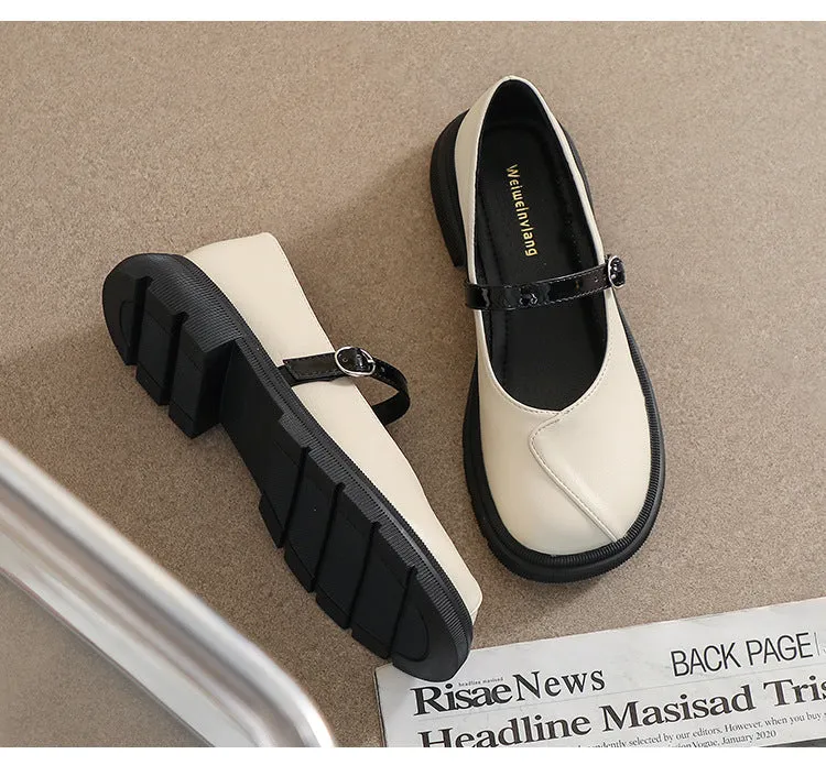 Thick Sole Mary Jane Shoes Soft Sole Thick Heel Women's Shoes