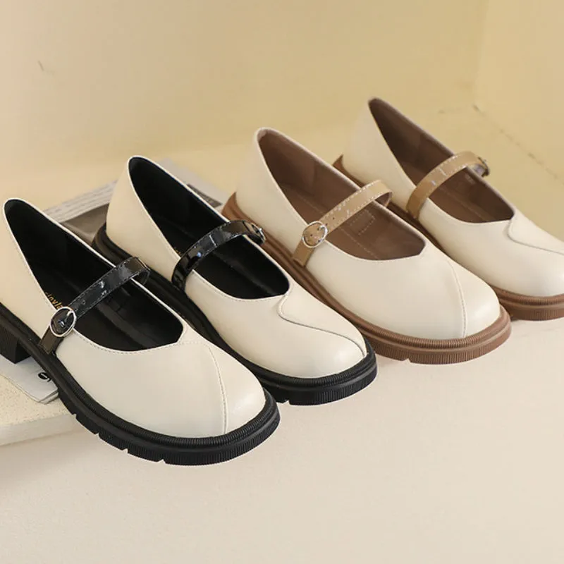 Thick Sole Mary Jane Shoes Soft Sole Thick Heel Women's Shoes