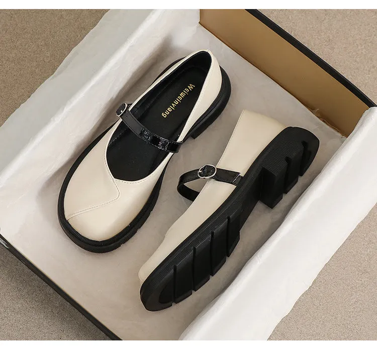 Thick Sole Mary Jane Shoes Soft Sole Thick Heel Women's Shoes