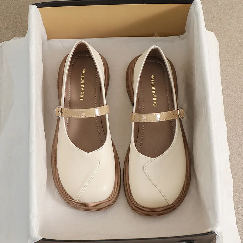 Thick Sole Mary Jane Shoes Soft Sole Thick Heel Women's Shoes