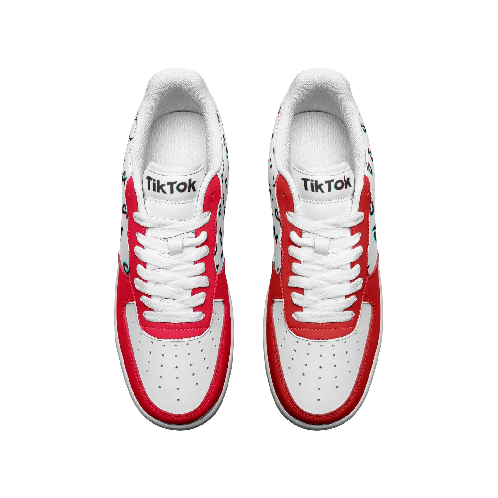 TikTok Unisex Low Top Leather Sneakers - Red