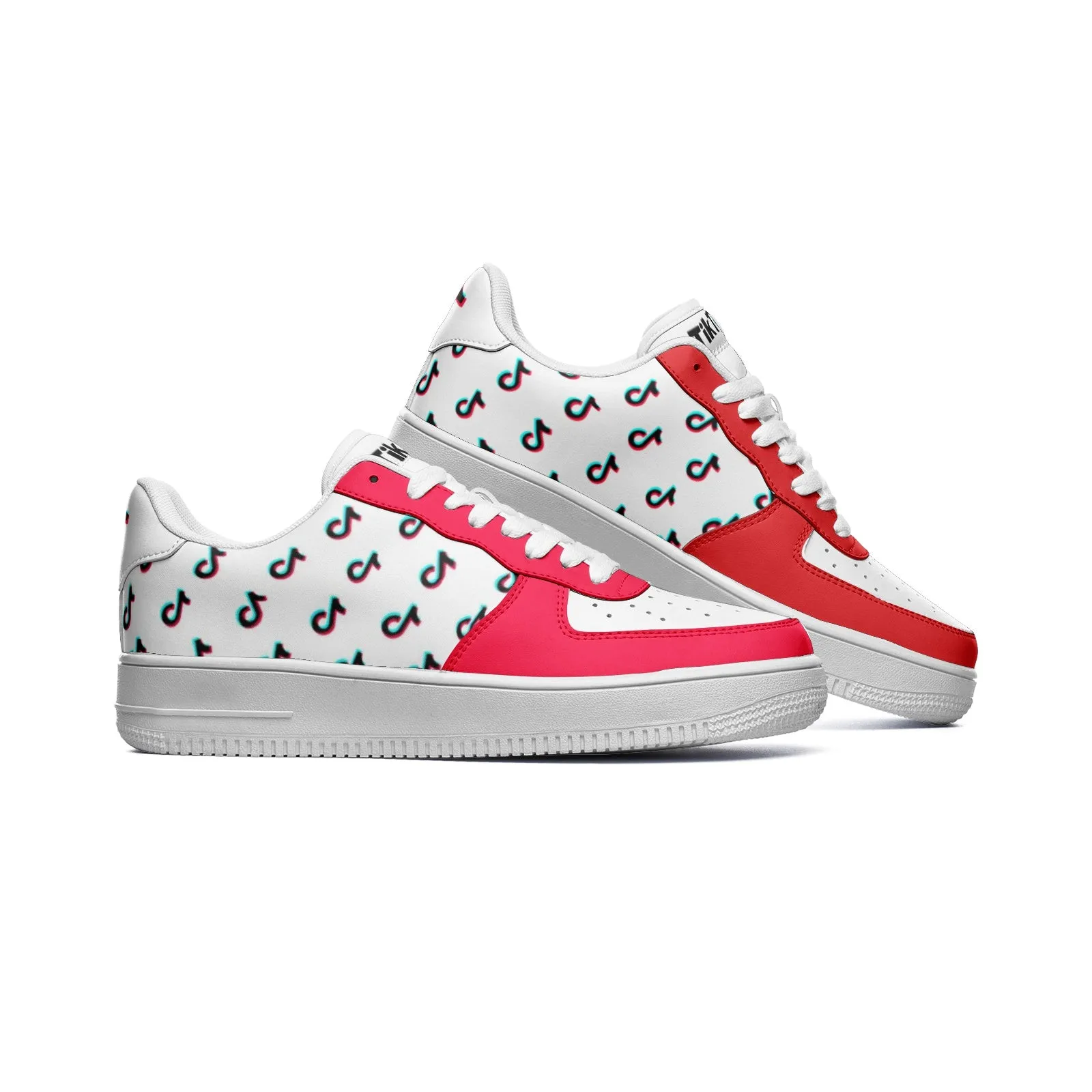 TikTok Unisex Low Top Leather Sneakers - Red