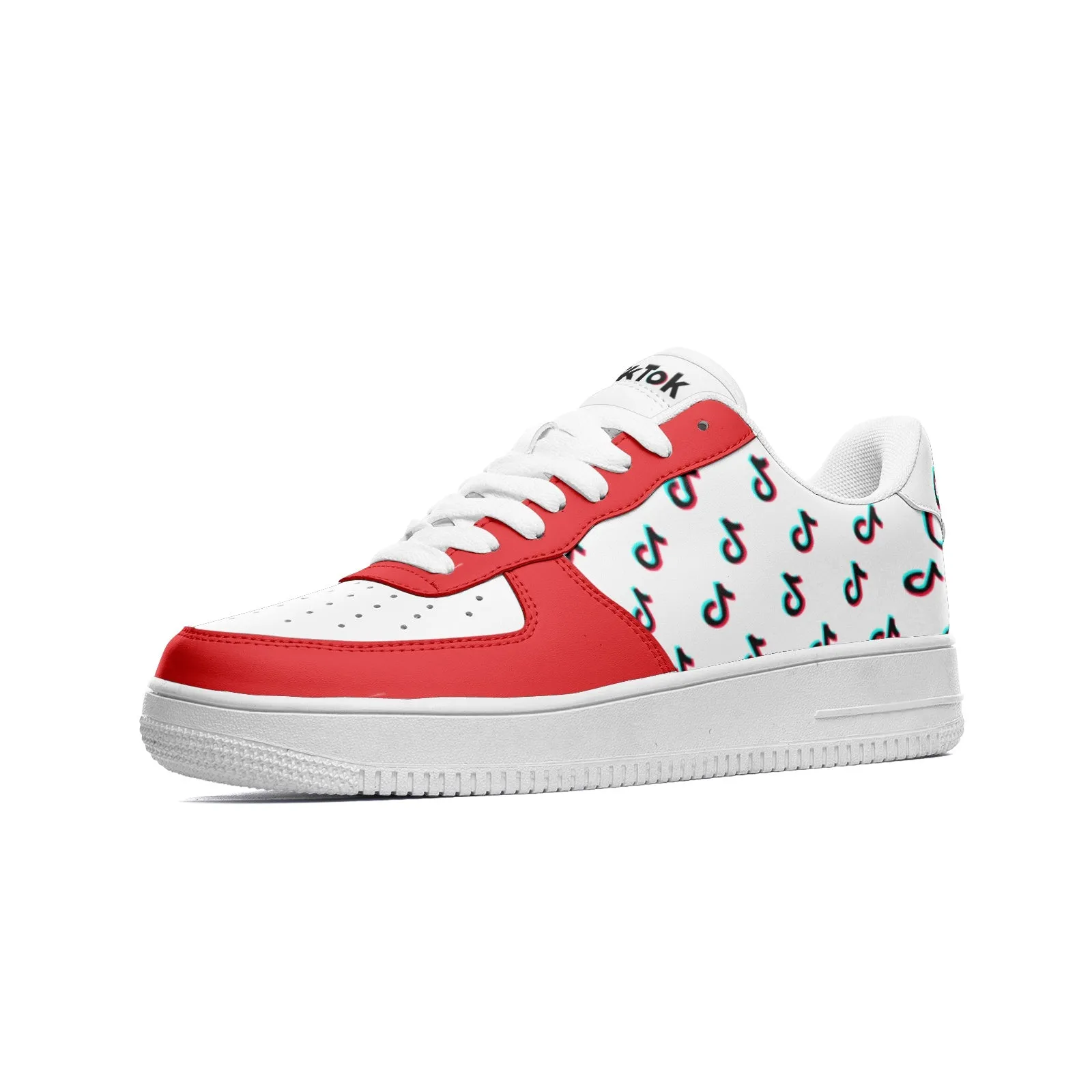 TikTok Unisex Low Top Leather Sneakers - Red