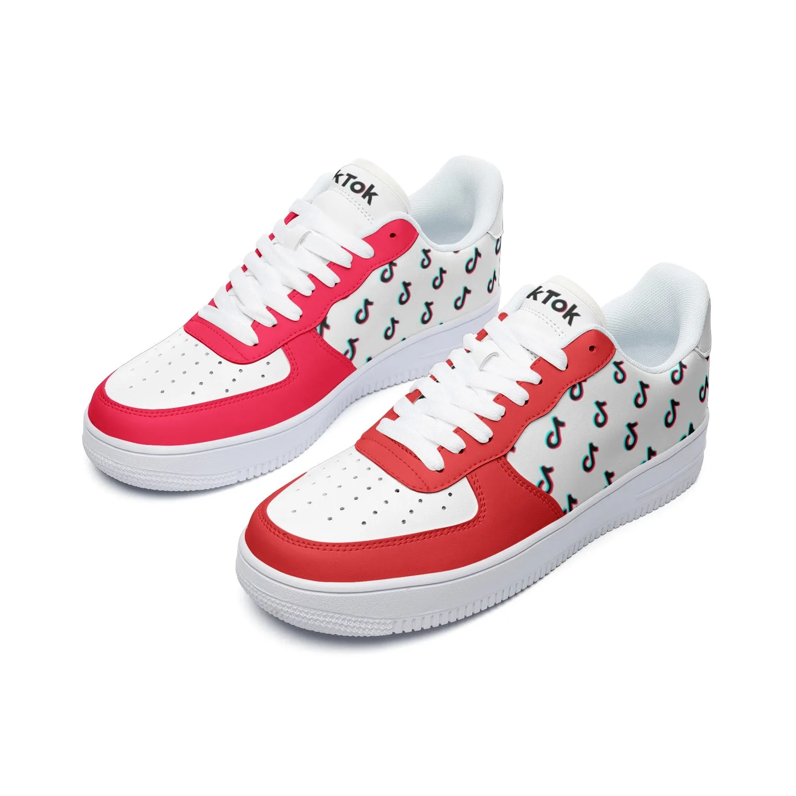TikTok Unisex Low Top Leather Sneakers - Red