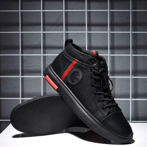 Trendy British Black High Top Shoes