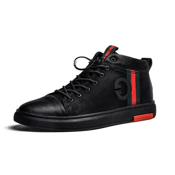 Trendy British Black High Top Shoes