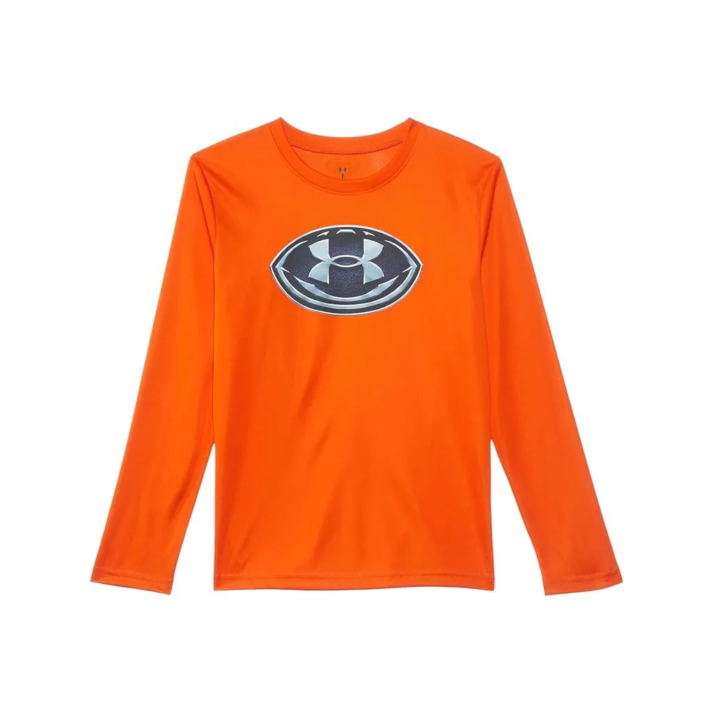 Under Armour Boys' UA Football Logo Long Sleeve Tee - Team Orange