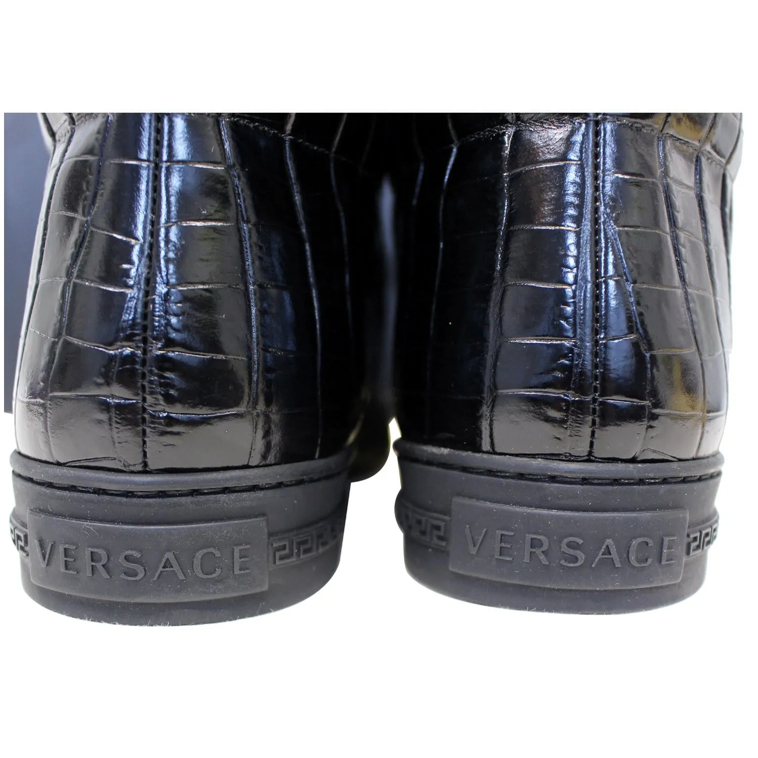 Versace Black Leather Medusa High Top Sneakers