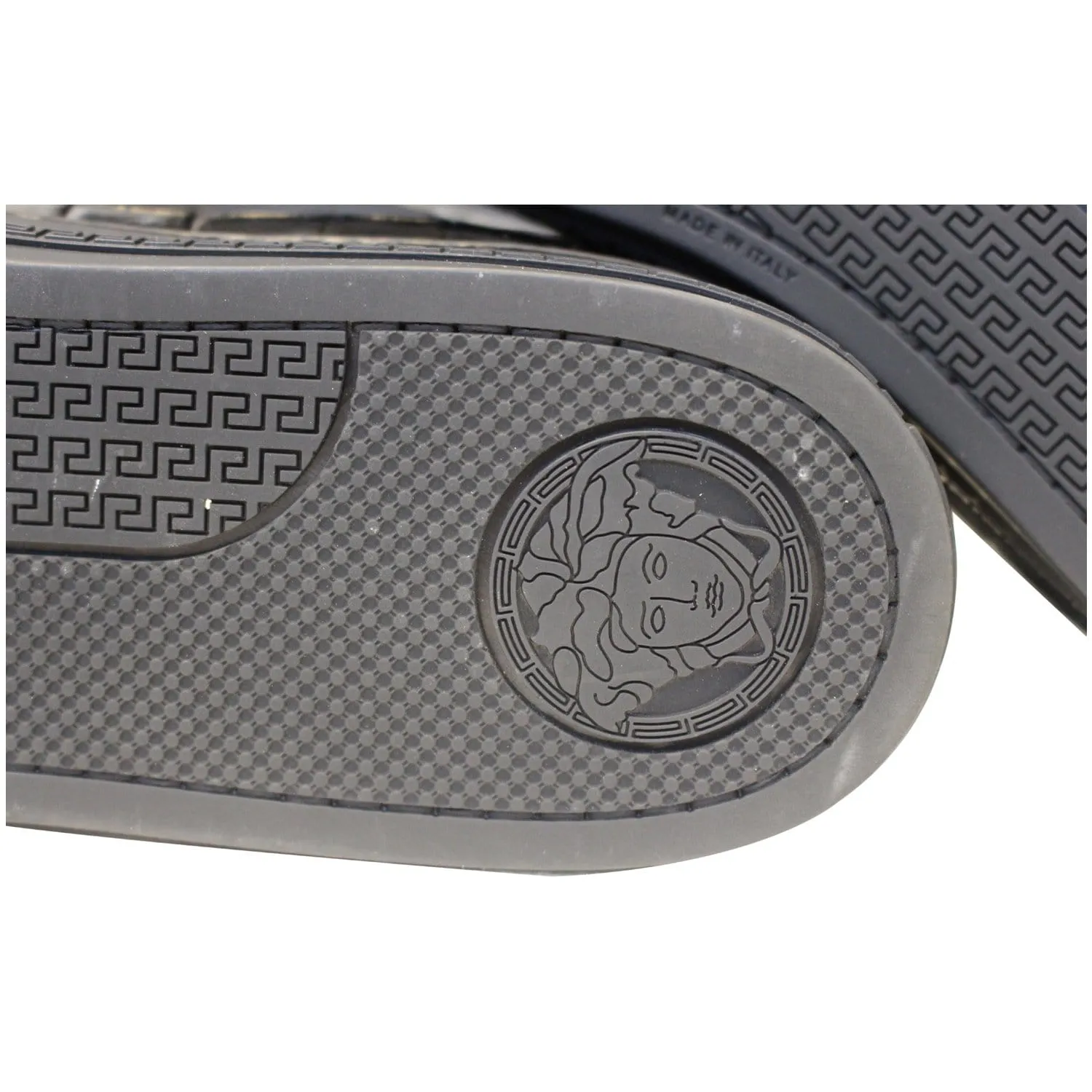 Versace Black Leather Medusa High Top Sneakers
