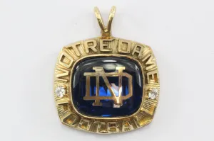 Vintage 10K Gold Notre Dame Football Championship Balfour Blue Enamel Ring Top Pendant