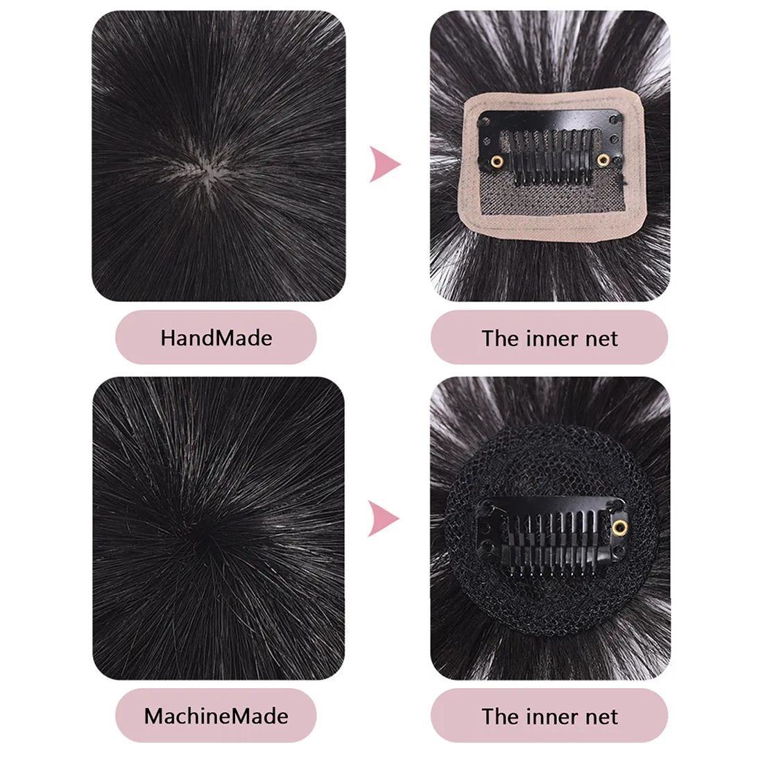 viviaBella Human Hair Clip in Hair Bangs 3D Clip-on Bangs Topper Real Hair Air Bangs One Piece Clip in Hair Topper/Hair Fringe (3D Machine Made, Natural Black)