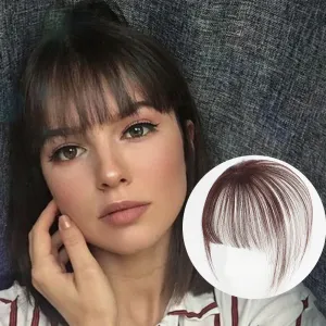 viviaBella Human Hair Clip in Hair Bangs 3D Clip-on Bangs Topper Real Hair Air Bangs One Piece Clip in Hair Topper/Hair Fringe (3D Machine Made, Natural Black)
