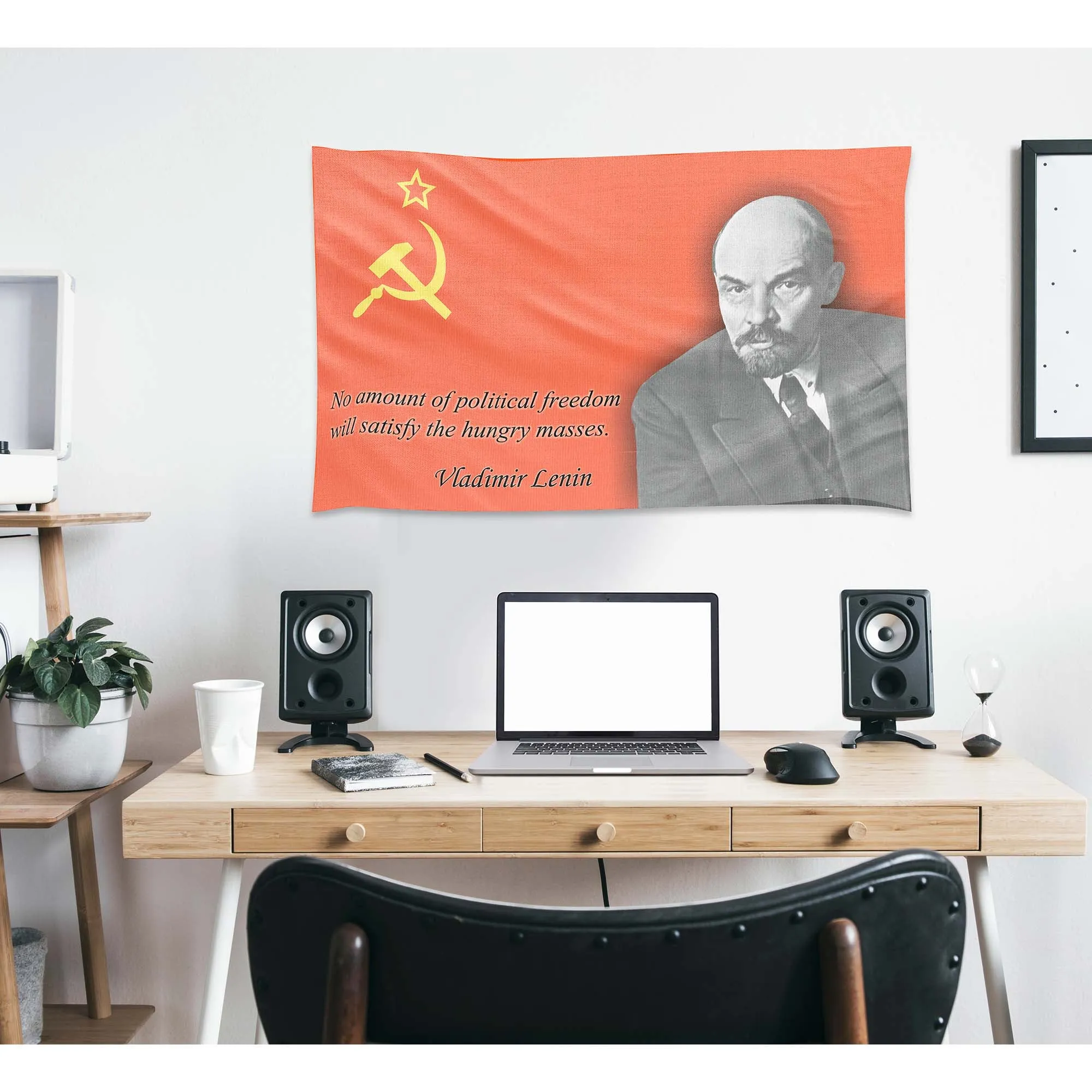 Vladimir Lenin / Joseph Stalin / Leonid Brezhnev Soviet USSR  Flag Banner