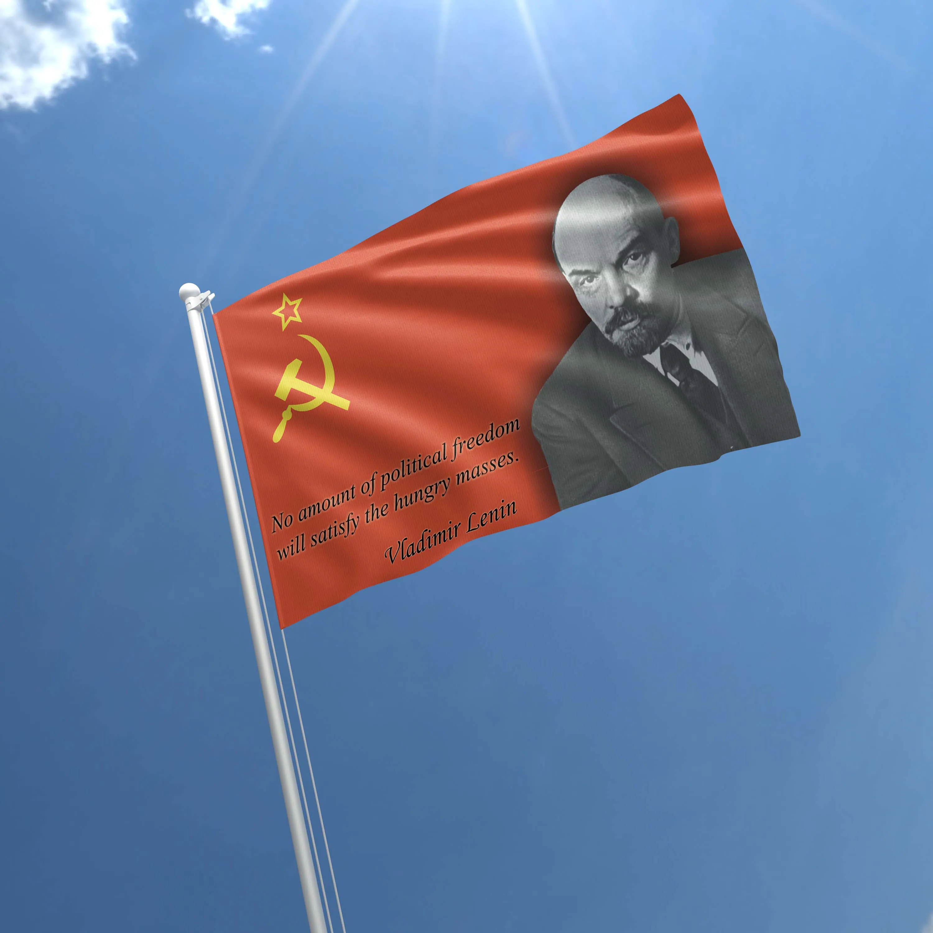Vladimir Lenin / Joseph Stalin / Leonid Brezhnev Soviet USSR  Flag Banner