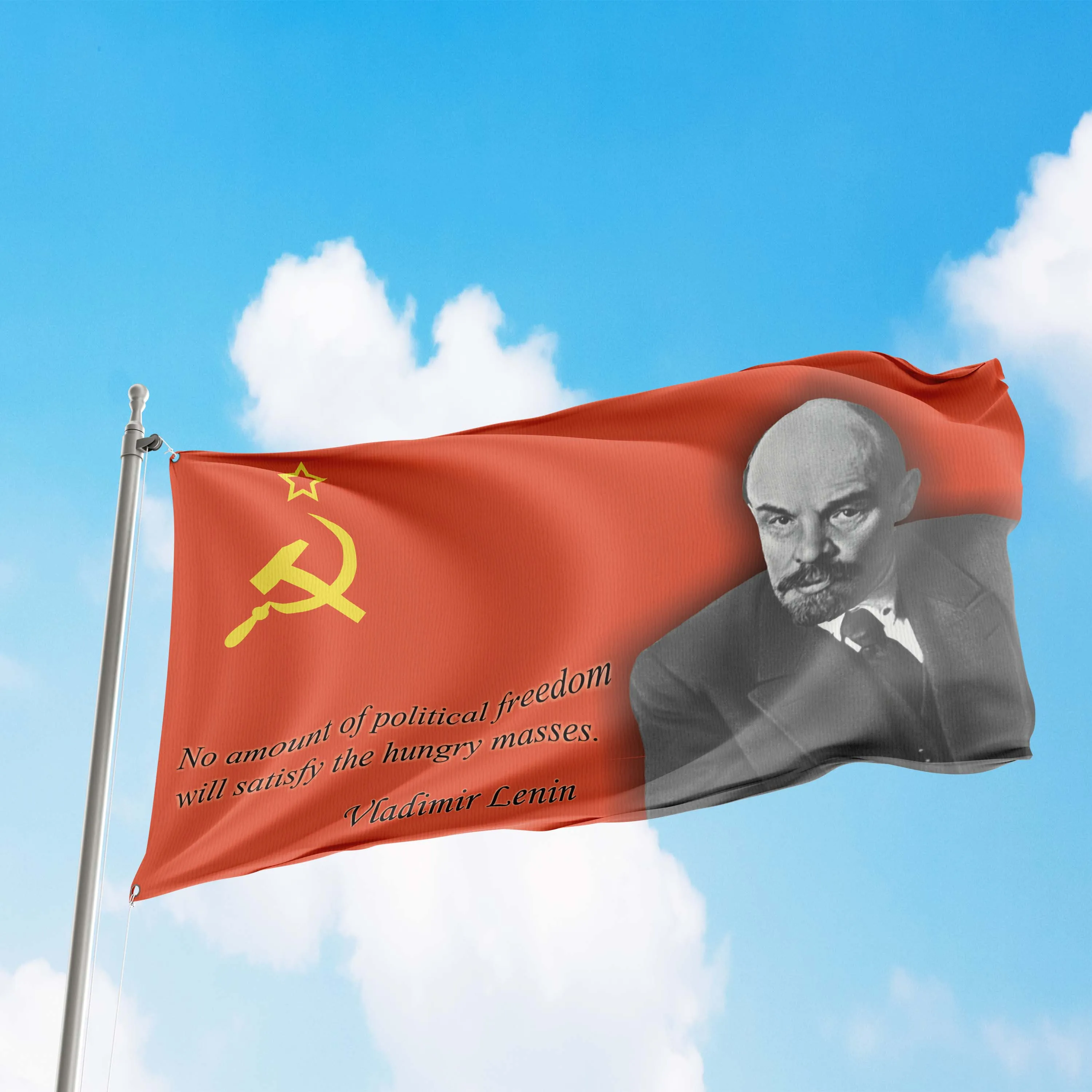 Vladimir Lenin / Joseph Stalin / Leonid Brezhnev Soviet USSR  Flag Banner