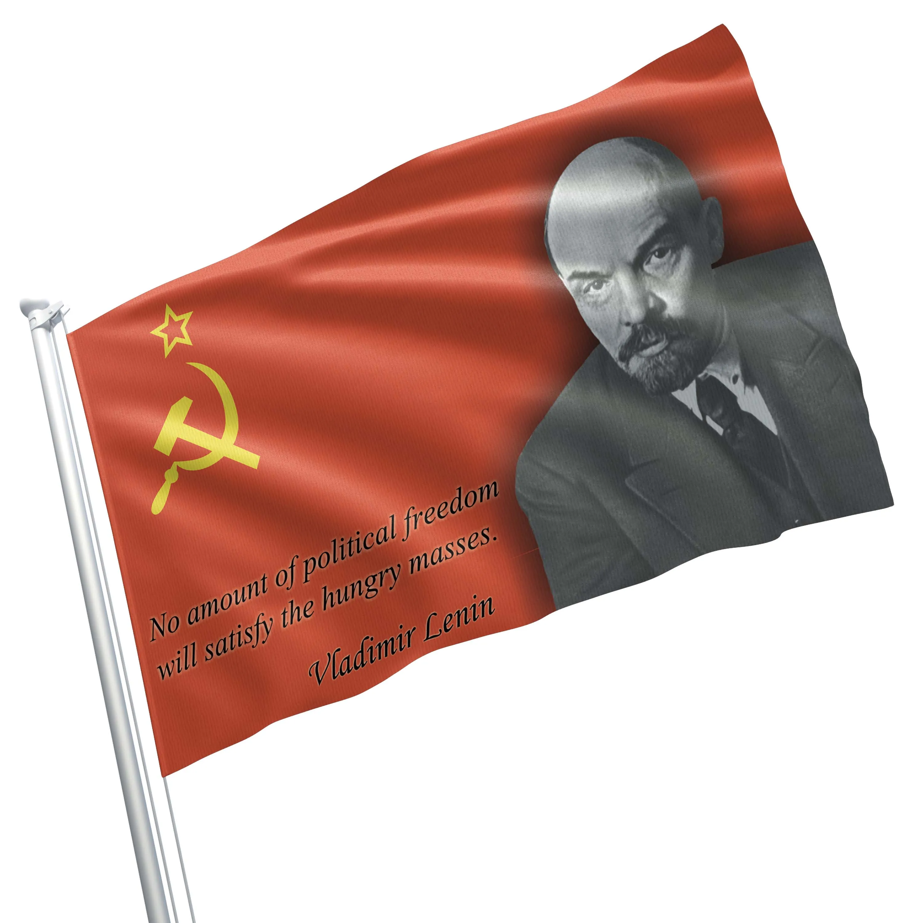 Vladimir Lenin / Joseph Stalin / Leonid Brezhnev Soviet USSR  Flag Banner