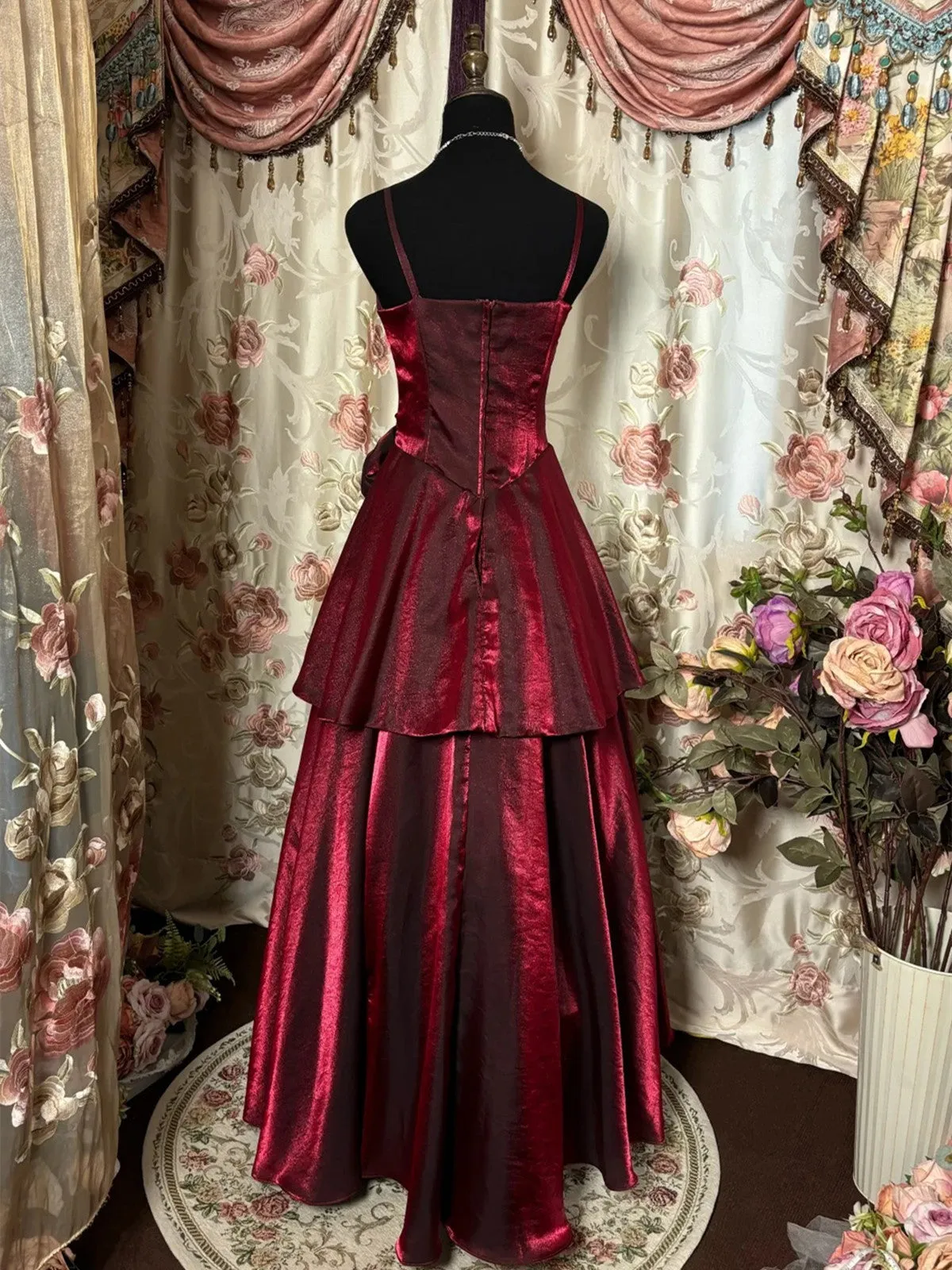 Wine Red Straps Sweetheart Charming Style Party Dress, Wine Red Prom Dress