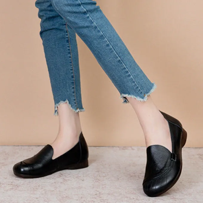 Women's Genuine Leather Soft Sole Non-slip Comfortable Flat Shoes