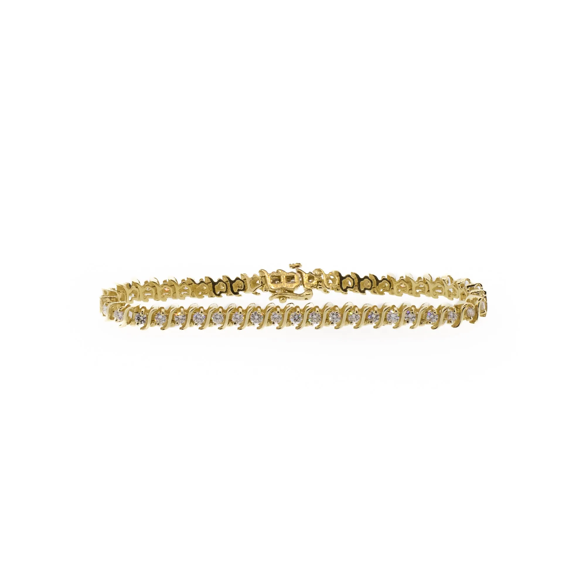 Yellow Gold and Natural Diamond Tennis Line Bracelet