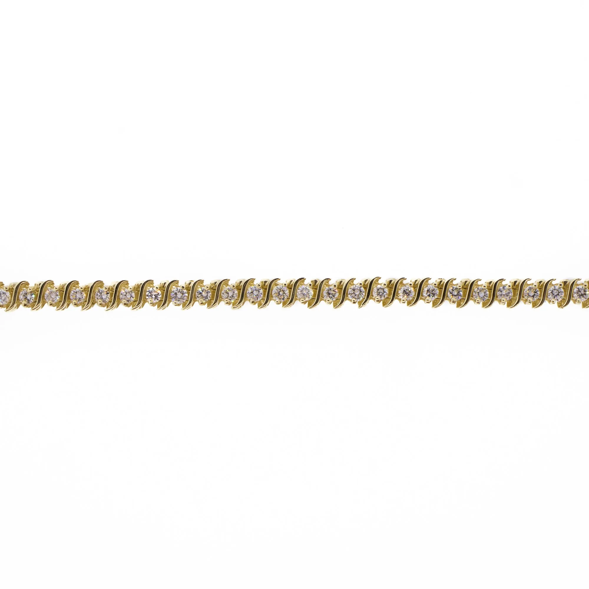 Yellow Gold and Natural Diamond Tennis Line Bracelet